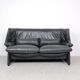 Canapé en cuir avec pouf par Vico Magistretti pour Cassina, années 1980, lot de 2