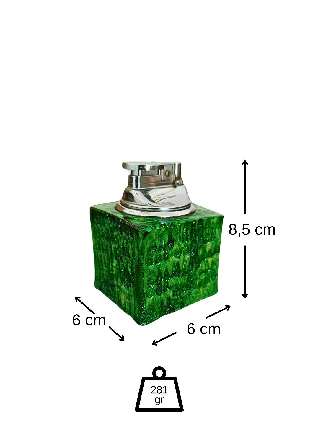 Vintage Green Alabaster Romano Bianchi Table Lighter