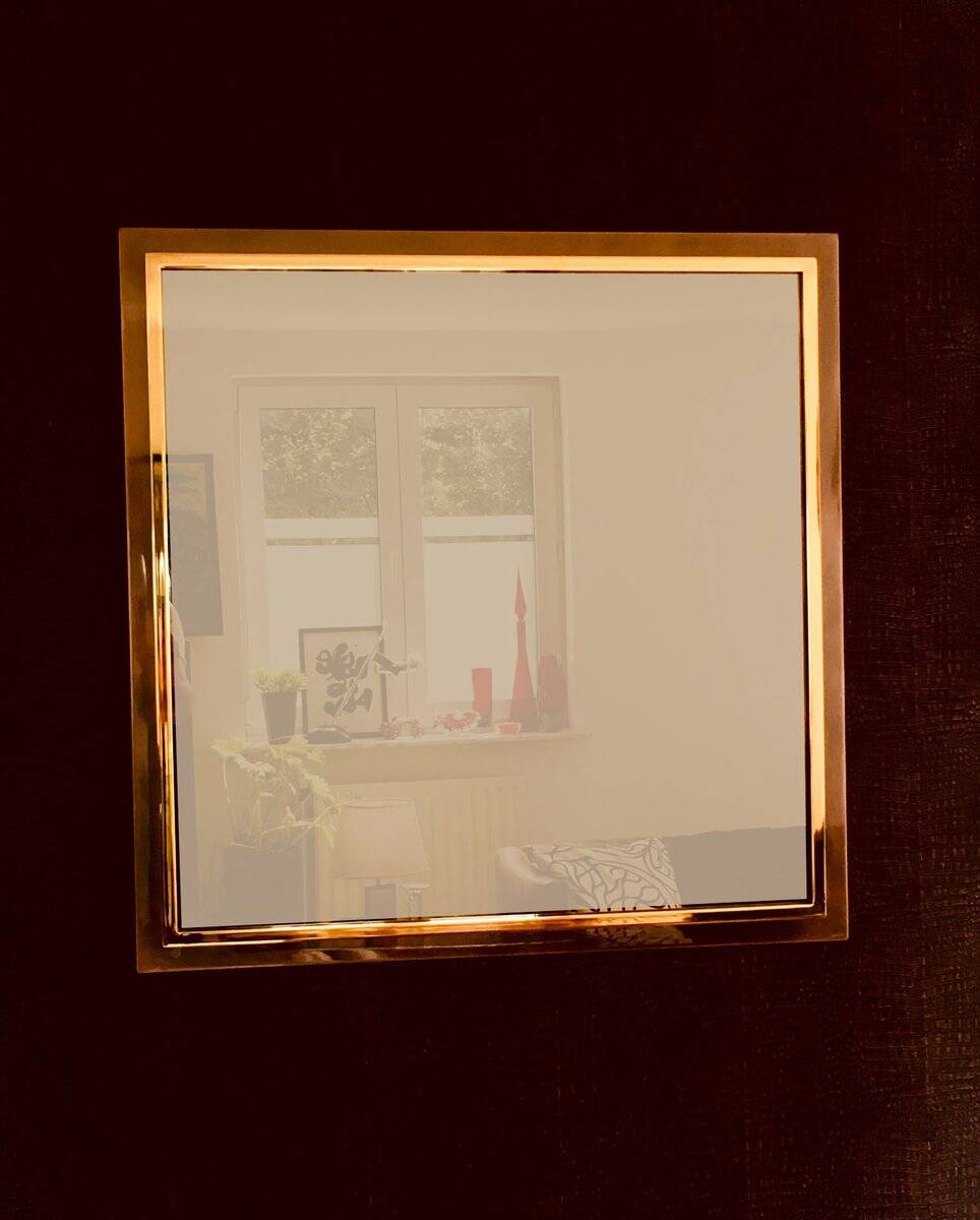 Postmodern Square Bronze Mirror from Belgo Chrom, Belgium, 1980s