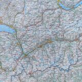 Very large Swiss road map on tole - 126 x 86.5 cm