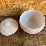 Vintage White Opaline Ball Box #C894