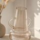 Amber brown transparent vase with handles