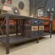 Industrial sideboard from metal and wood factory 1950