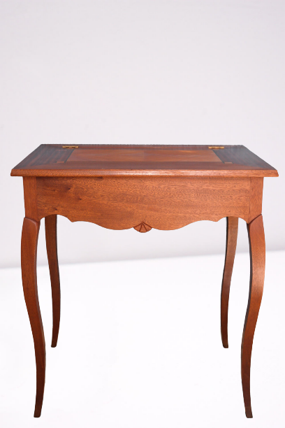 Table d'appoint, travailleuse pupitre vintage artisanale en acajou