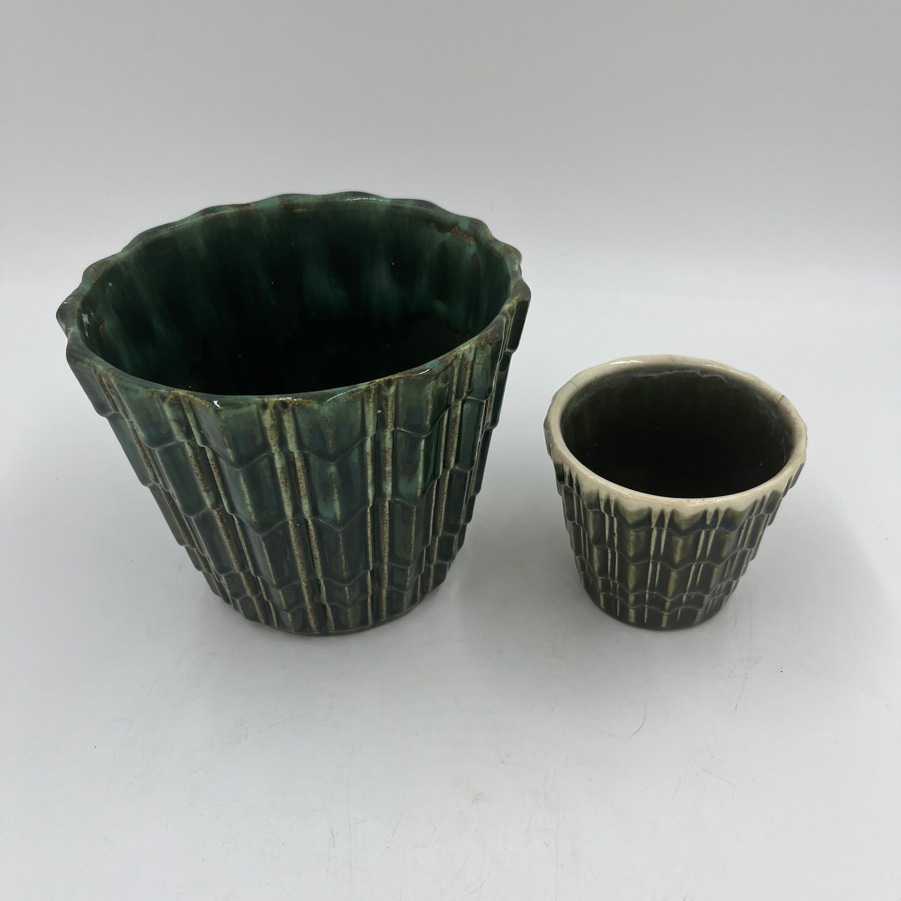 Duo de cache-pots art déco faïencerie de Thulin