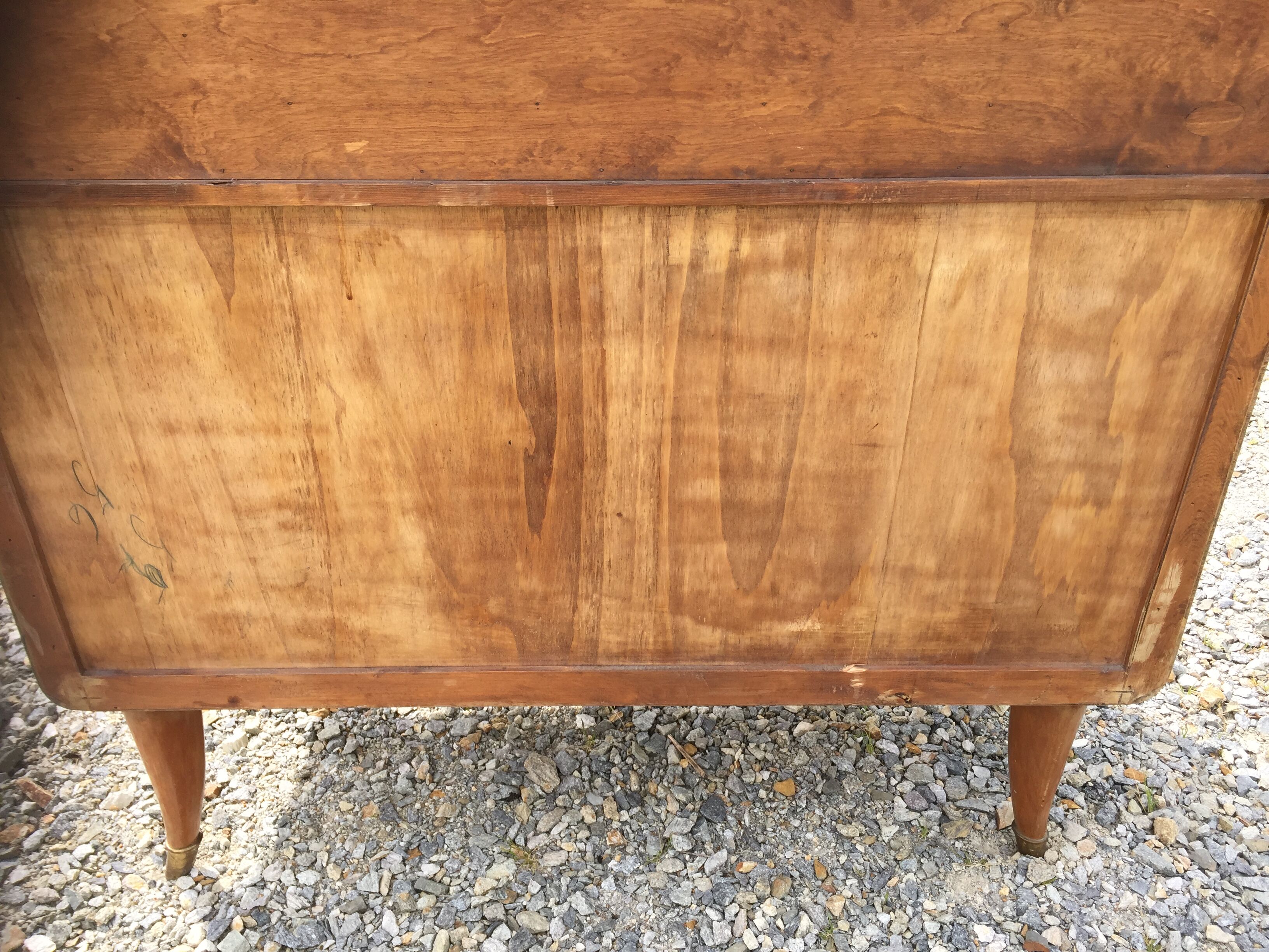 Vintage secretary desk, known as donkey's back, in cherry wood, Italian by Marelli & Fratelli.