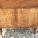 Vintage secretary desk, known as donkey's back, in cherry wood, Italian by Marelli & Fratelli.