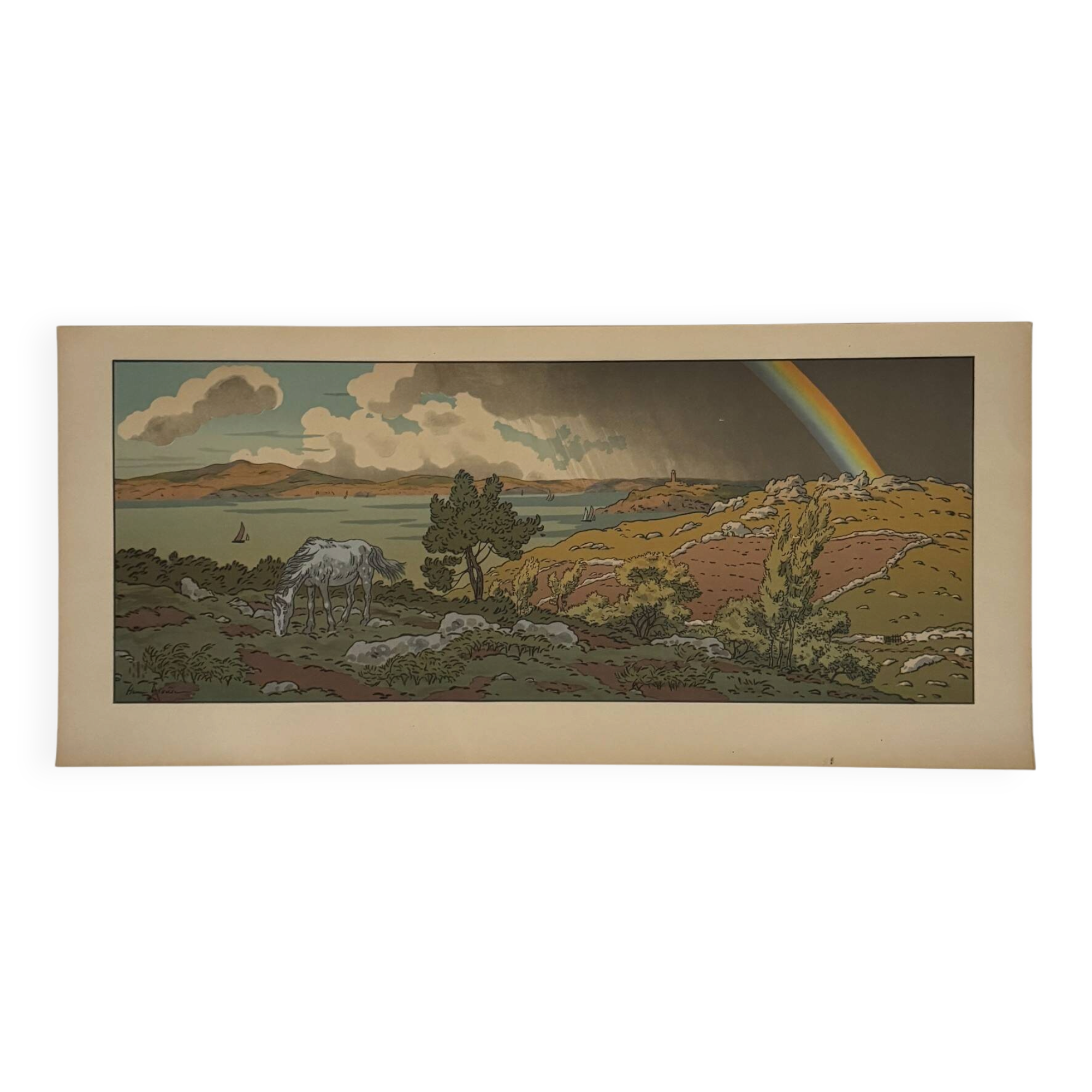 Lithograph by Henri Rivière The Fairyland of Hours - The Rainbow