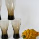 Set of 5 large Long Drink glasses in smoked glass Design, 1970