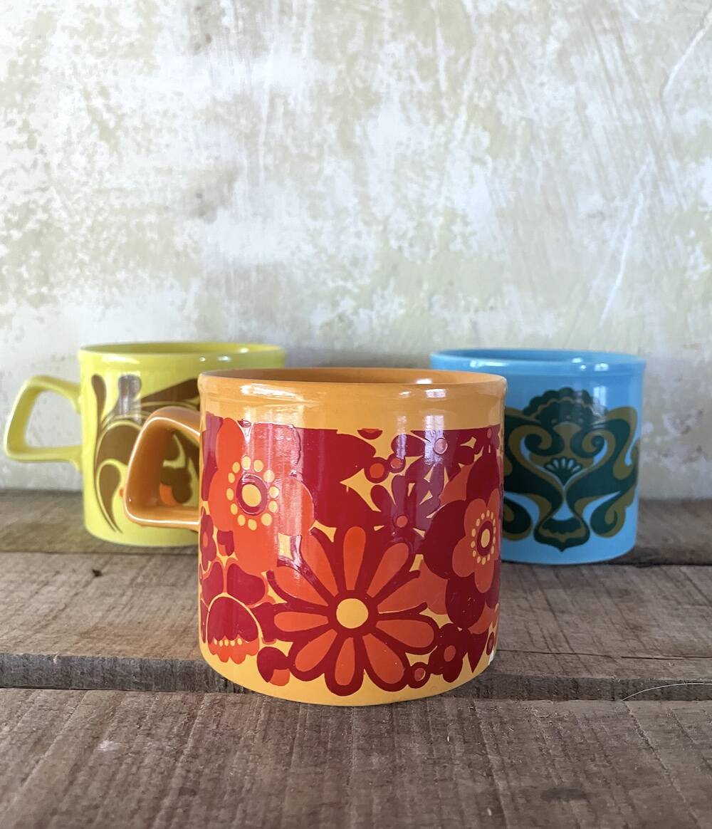 Set of 3 Mugs Staffordshire Potteries Ltd. - Vintage 70s style