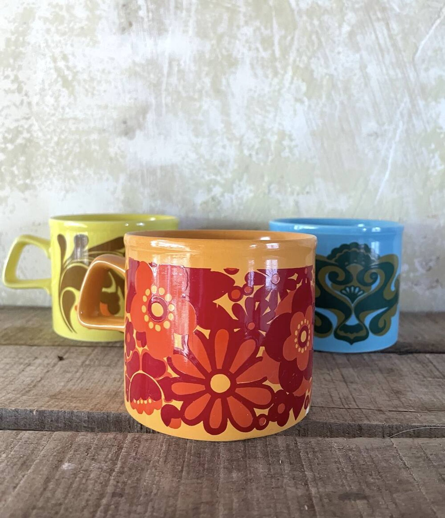 Set of 3 Mugs Staffordshire Potteries Ltd. - Vintage 70s style
