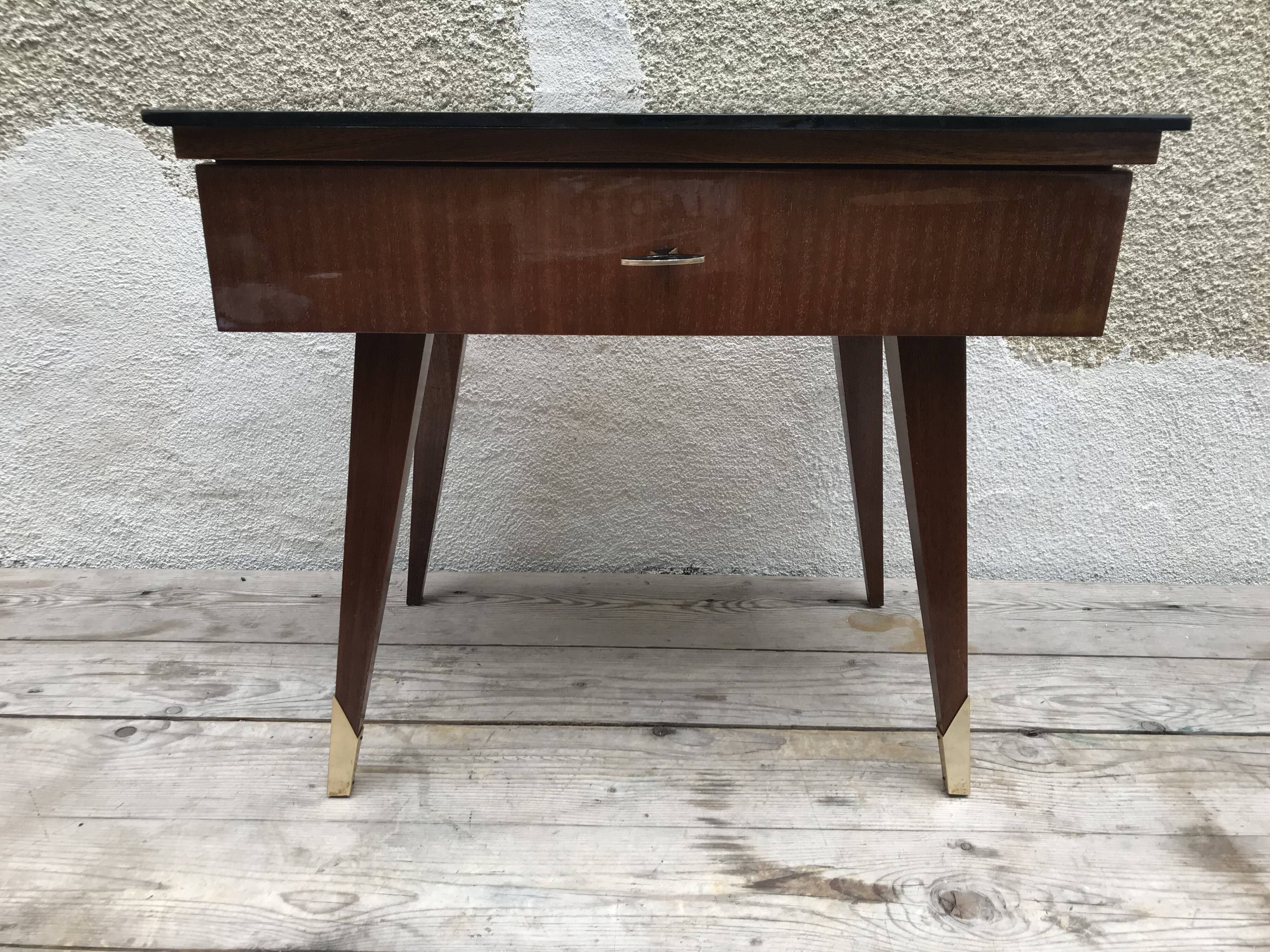 Tables de chevet scandinaves pieds compas années 70
