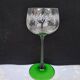 Set of 6 crystal green stemmed white wine glasses