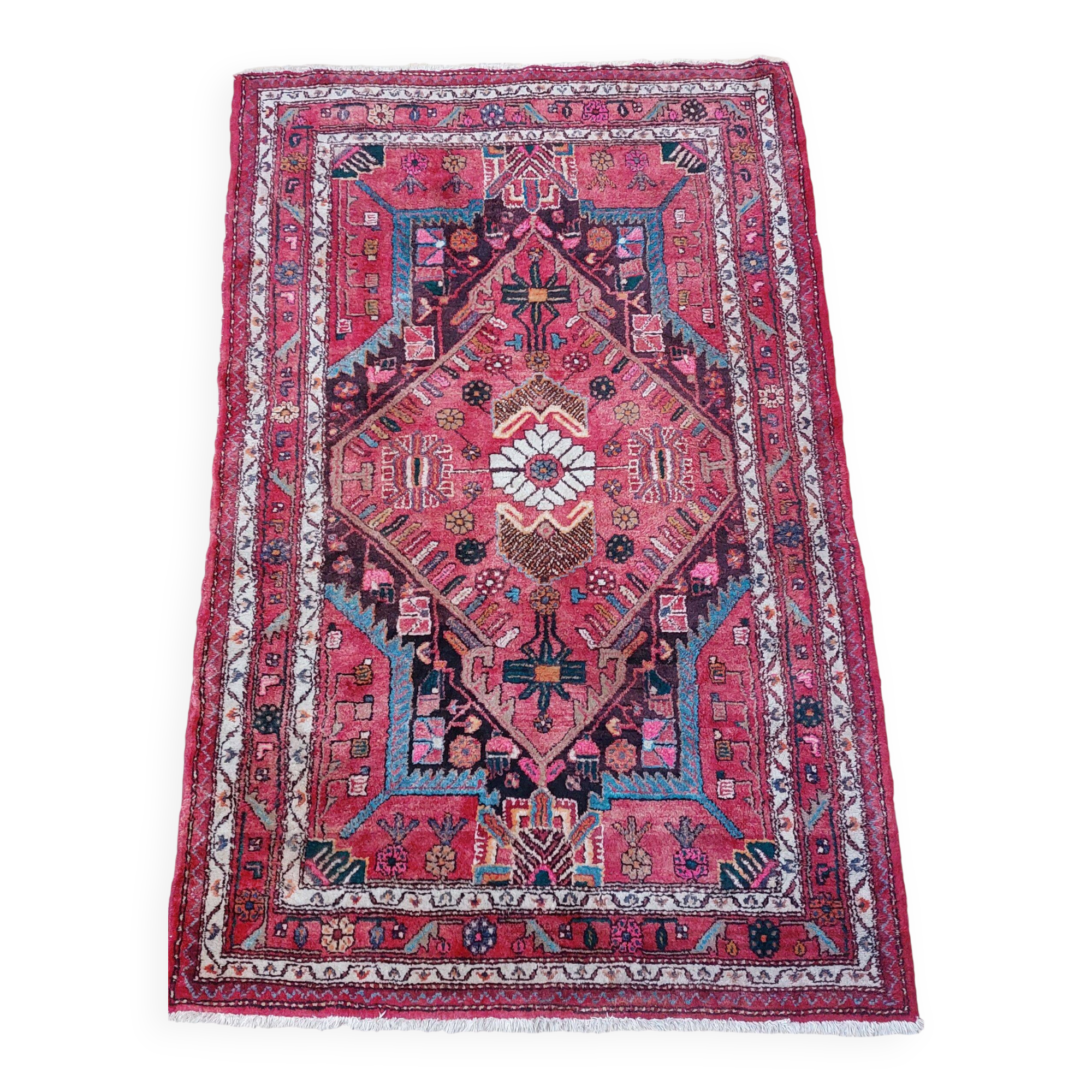 Antique Persian thick wool rug hand knotted 140 x 224 cm