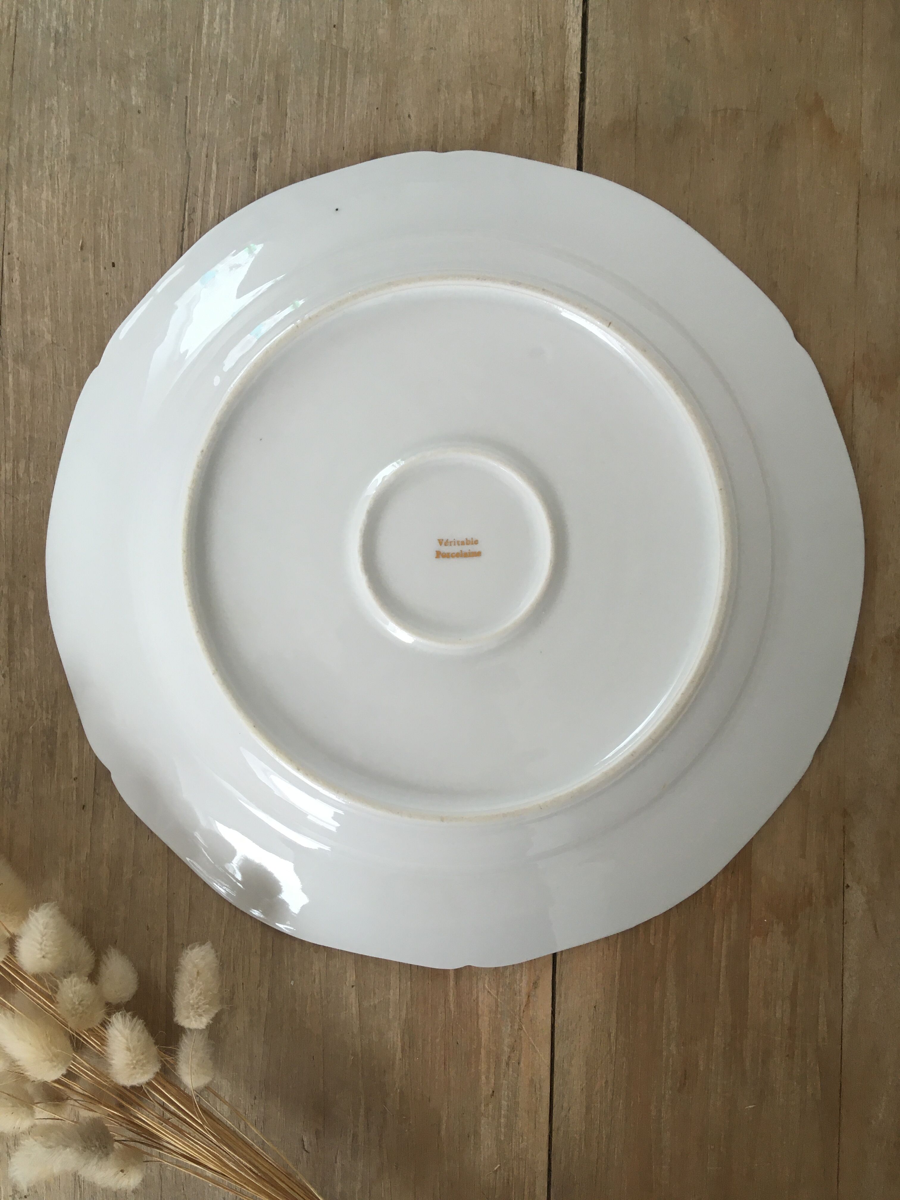 Round porcelain dish bird of paradise