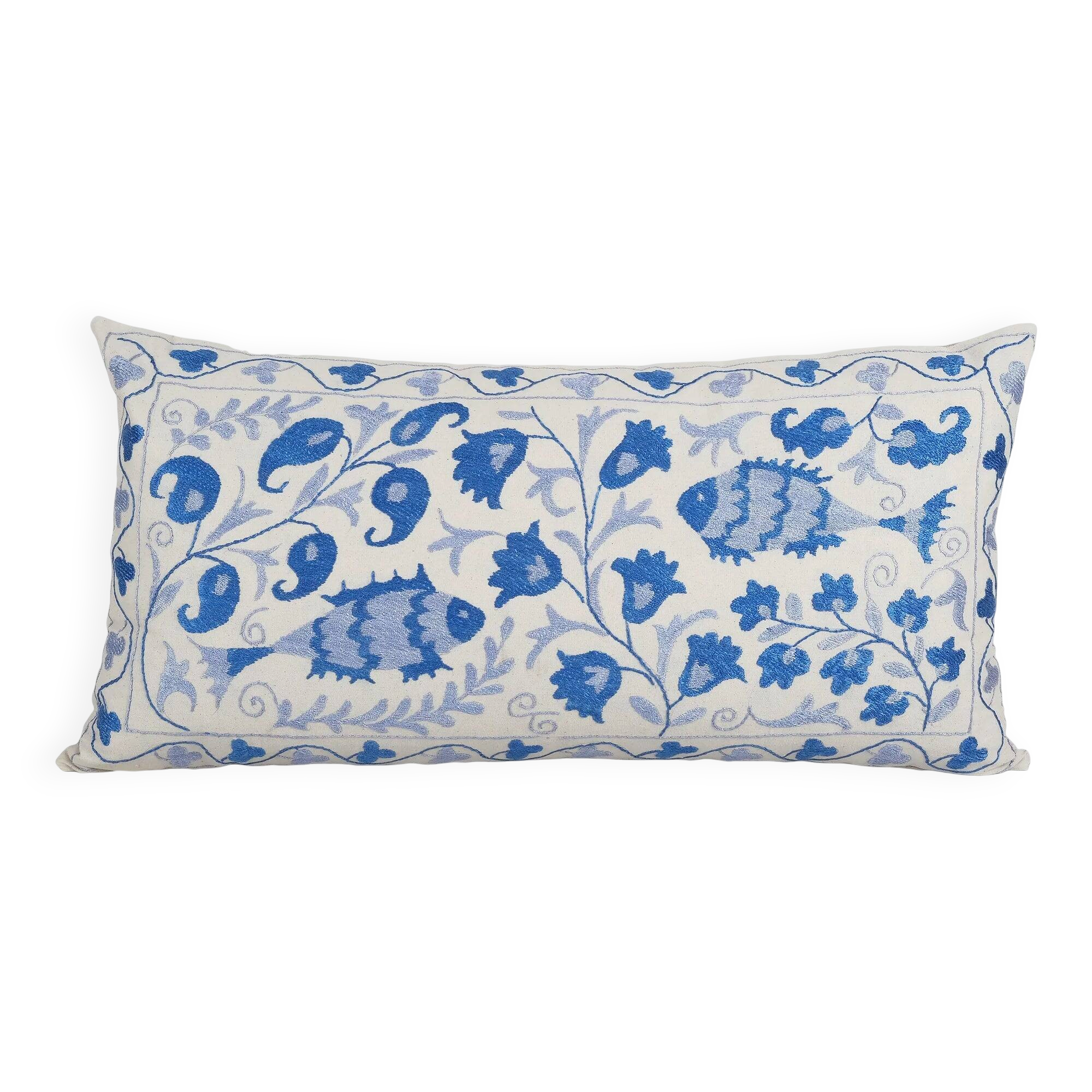 Vintage embroidered cushion cover 46x86 cm
