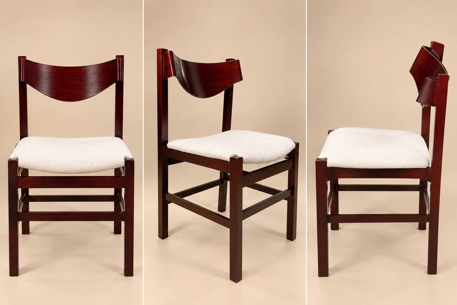 Chaises de gianfranco frattini en palissandre et velours - italie