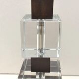 Modernist Art Deco lamp base in wood and glass, France 1930.