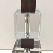 Modernist Art Deco lamp base in wood and glass, France 1930.