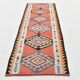 3x10 Turkish Orange & Burgundy Kilim Runner Rug, 92x302Cm