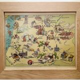 Old illustrated map of Flanders Artois Picardy - JP Pinchon