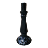 Baroque candle holder in black molded glass