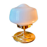 Old globe table lamp in white opaline molded glass - 70s