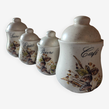 Set of 4 stoneware condiment jars