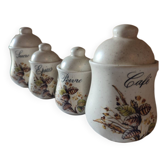 Set of 4 stoneware condiment jars