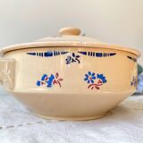 Small vintage porcelain soup tureen K&G Luneville "Flore" 1950s small blue flowers