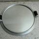Art Deco round tray, mirror and aluminum tower, 2 wooden handles