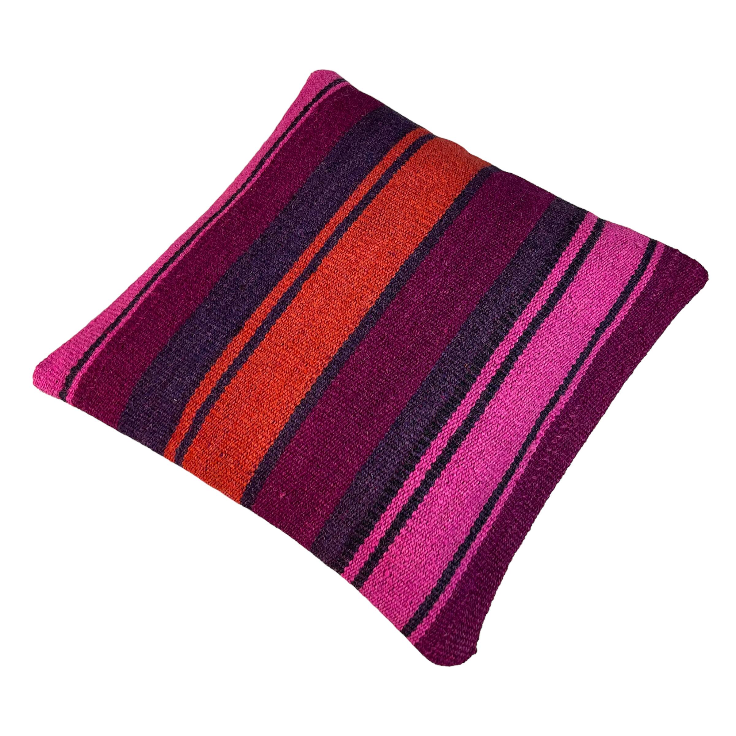 Housse de coussin en kilim turc vintage, 40 x 40 cm