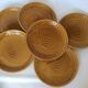 Lot de 6 assiettes poisson Gien céramique ocre ambré années 1960