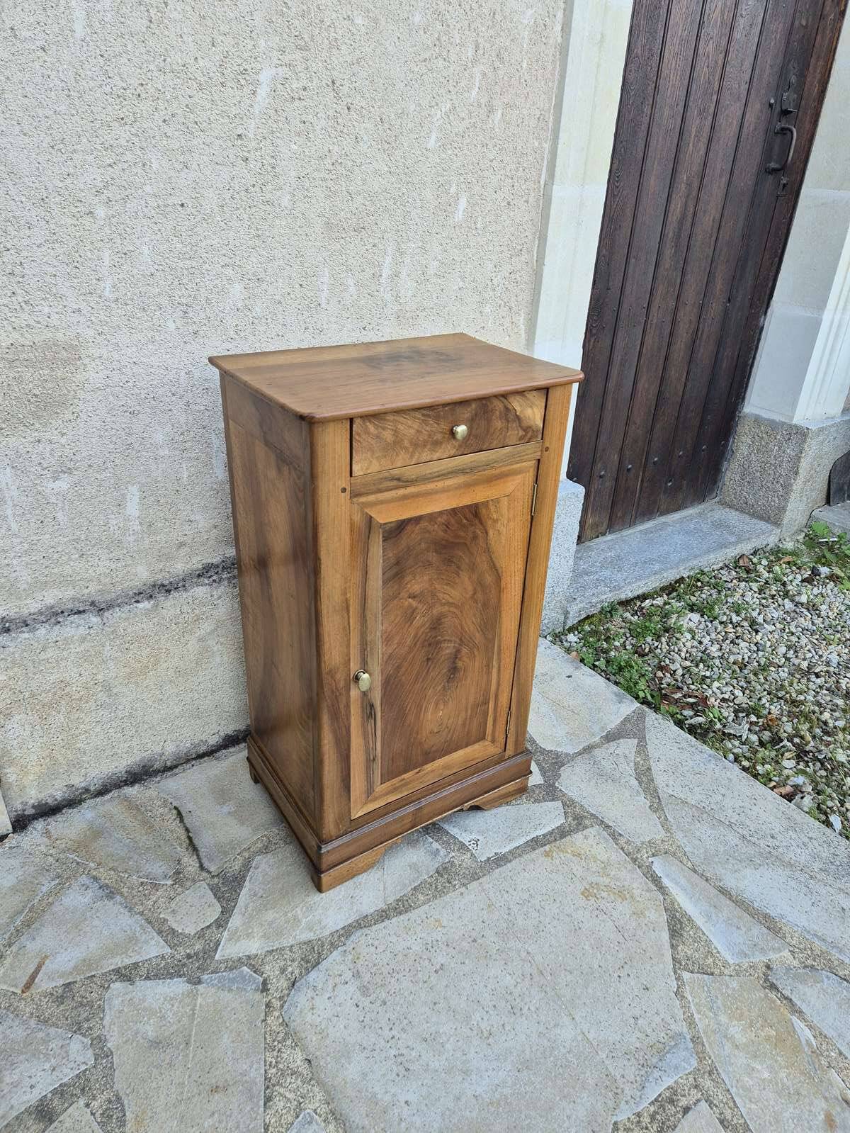 Antique walnut bedside table