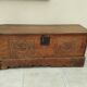 Antique marriage chest castle 17th century solid oak