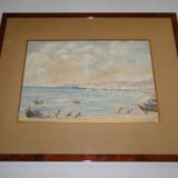 Pastel Michel Gastaldi vue de Cannes les pêcheurs