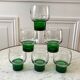 Set of 6 green wine glasses design 70s