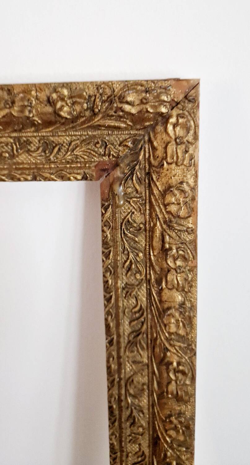 Italian-style frame in wood and gilded stucco, 19th century