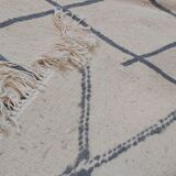 Traditional handmade beige and grey carpet  - 144x73cm