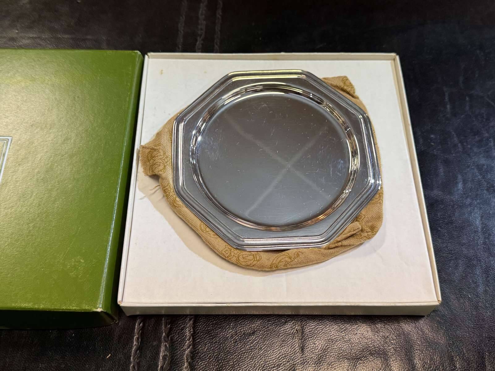 Silver-plated metal coaster by Christofle, Villars model.