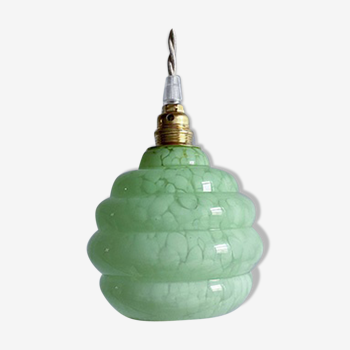 Speckled green opaline globe hanging