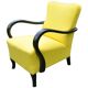 Art Deco armchair in yellow and black, made of painted wood and cotton, high back, 1920s.