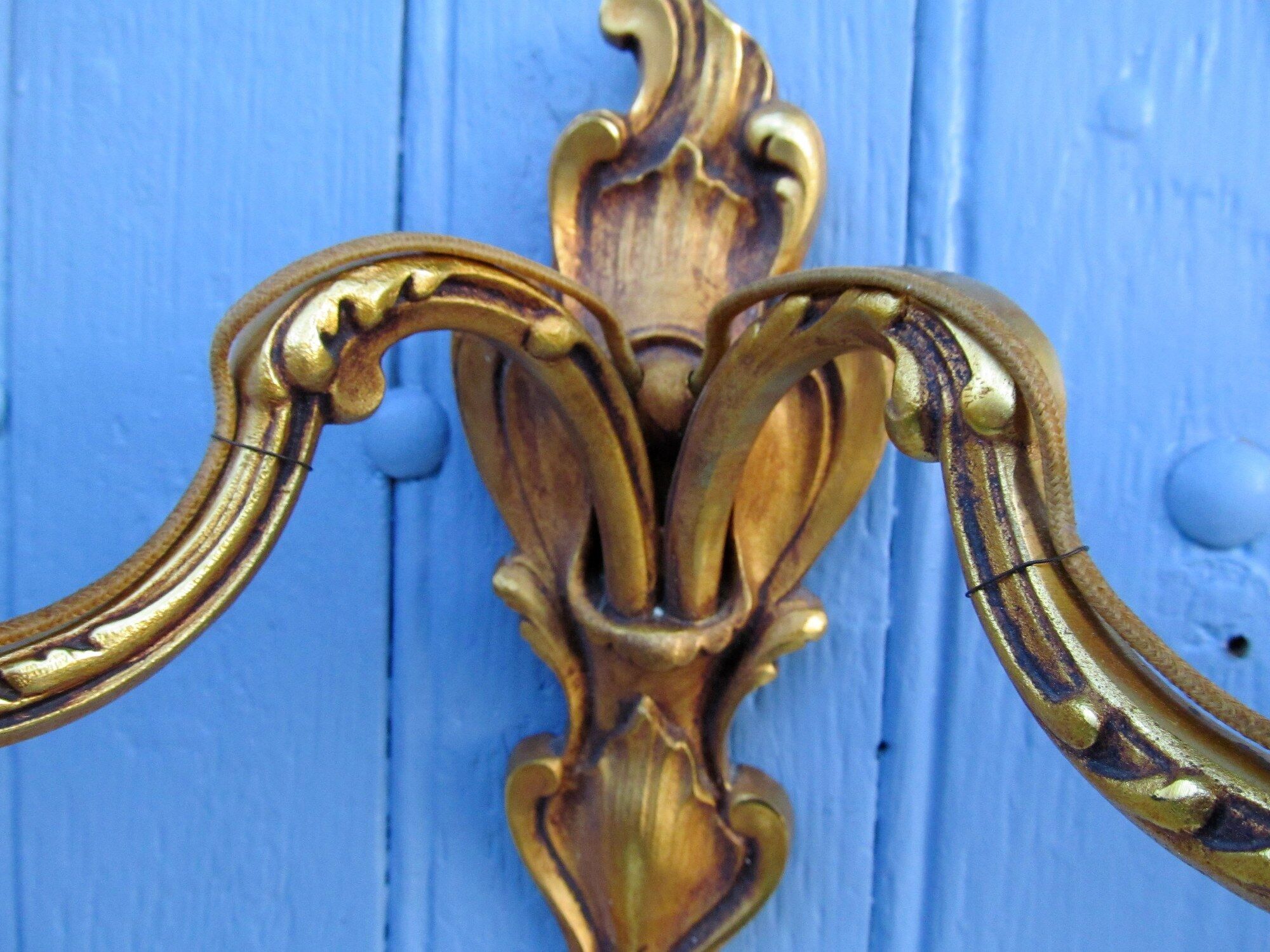 Louis XV style Bronze Brass twin arm wall lights