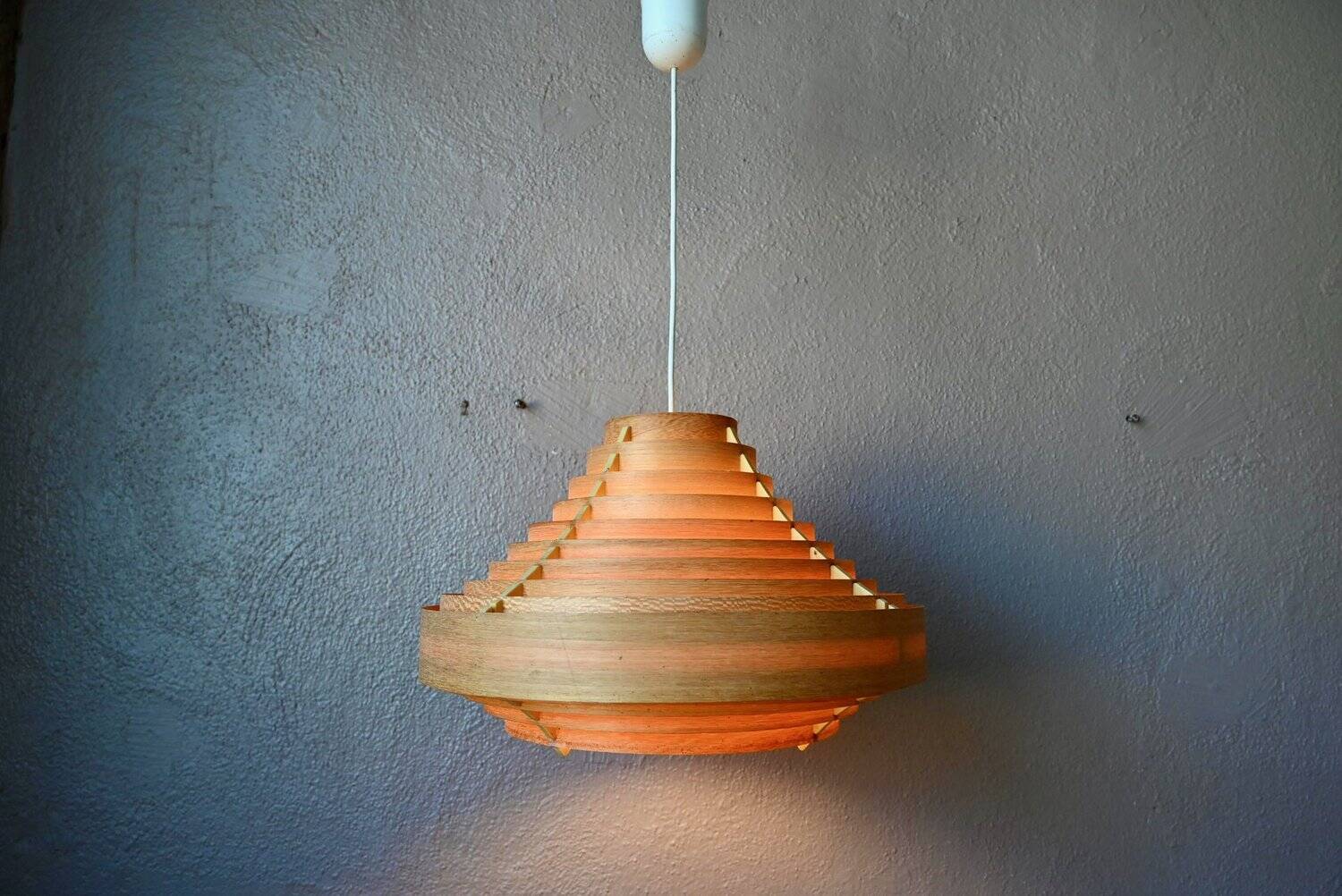 Vintage Scandinavian suspension lamp with slats by Hans-Agne Jakobsson from the 1960s.