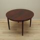 Table ronde en palissandre, design danois, années 1970, production : Danemark