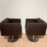 Set of Dutch Cubic Swivel Chairs with Tableau by Lensvelt, 2001