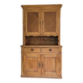 Two-body sideboard cabinet made of solid pitch pine wood.