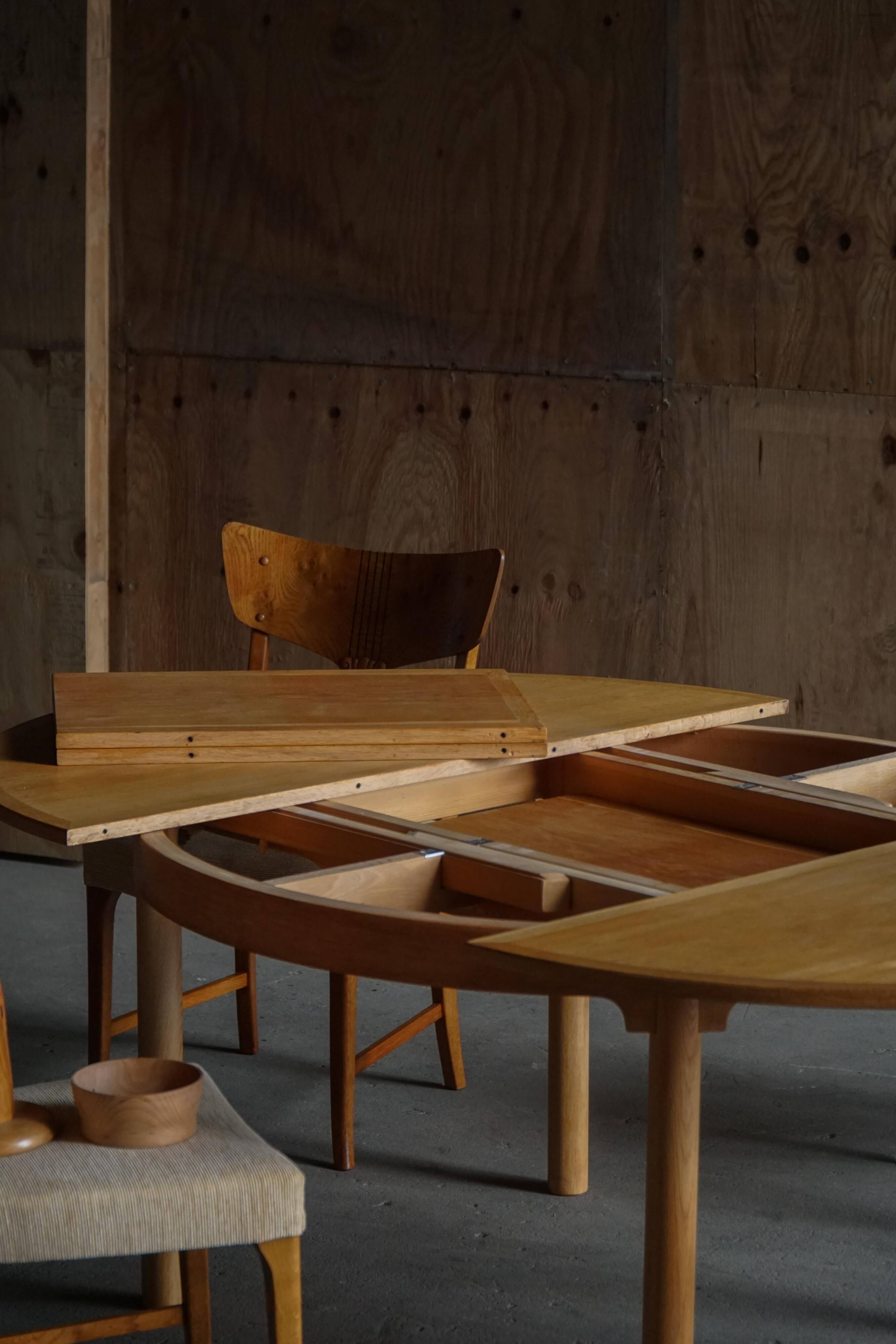 Børge Mogensen, "Øresund" dining table in oak and brass, Mid-century modern, 1950s