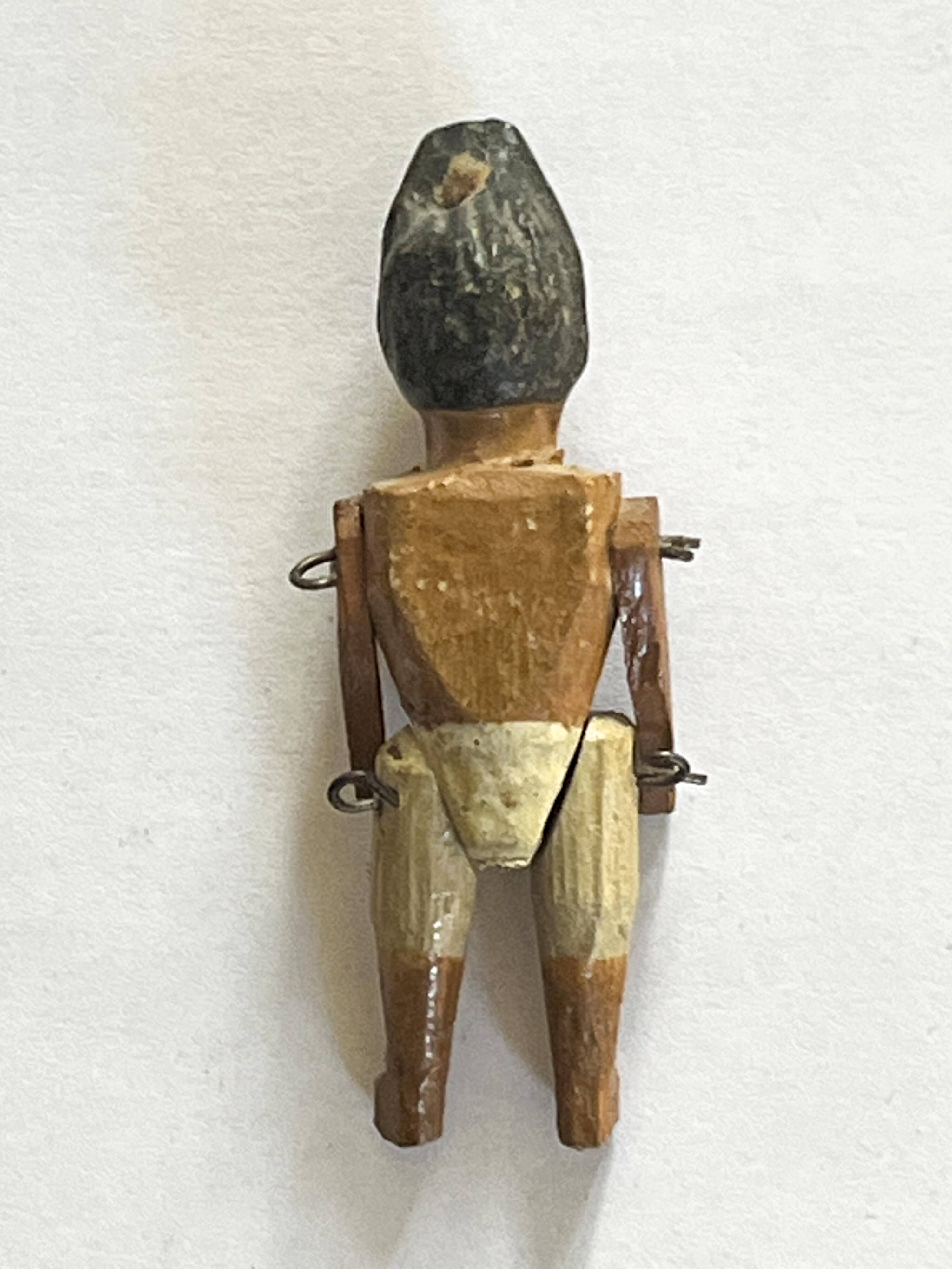 Painted wooden Indian figure, French brand Radiguet, vintage toy.