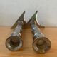 Art Deco candle holders, silver-plated cast iron.